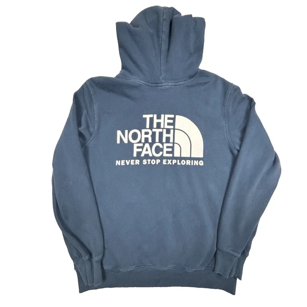 The‎ North Face Hoodie Mens Medium Blue Graphic Half Dome Logo Pullover M